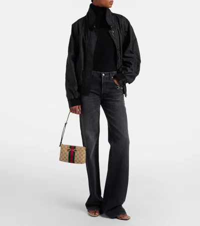 Gucci Small Horsebit Web-stripe Shoulder Bag In Neutral