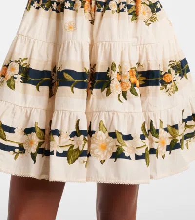 Agua By Agua Bendita Lima Valle Floral-print Tiered Mini Dress In Multi