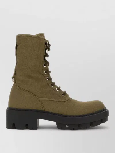 Prada Canvas Ankle Boots Chunky Sole Eyelets In Multi
