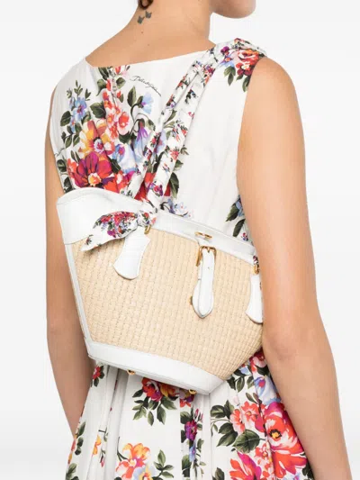 Dolce & Gabbana Borsa A Spalla Coffa Capri In Rafia Con Stampa Floreale Dolce E Gabbana In Brown