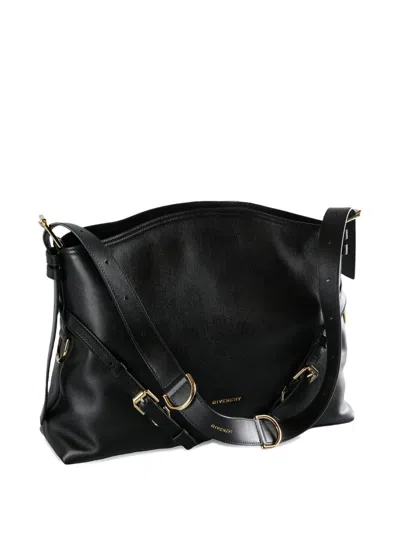 Givenchy Voyou Medium Leather Shoulder Bag In Black