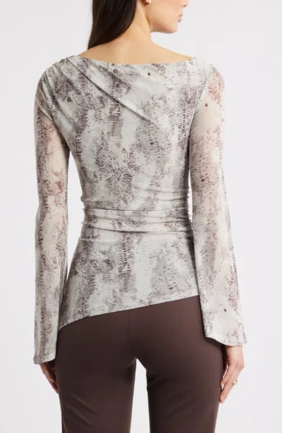 Open Edit Mesh Bell Sleeve Top In Gray