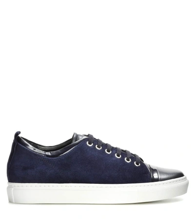 Shop Lanvin Suede Sneakers In Eavy Llue