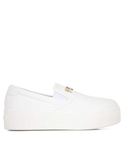Shop Kenzo Leather Platform Slip-on Sneakers In White