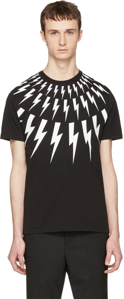 Shop Neil Barrett Black Thunderbolt T-shirt In 524 - Black With Whi