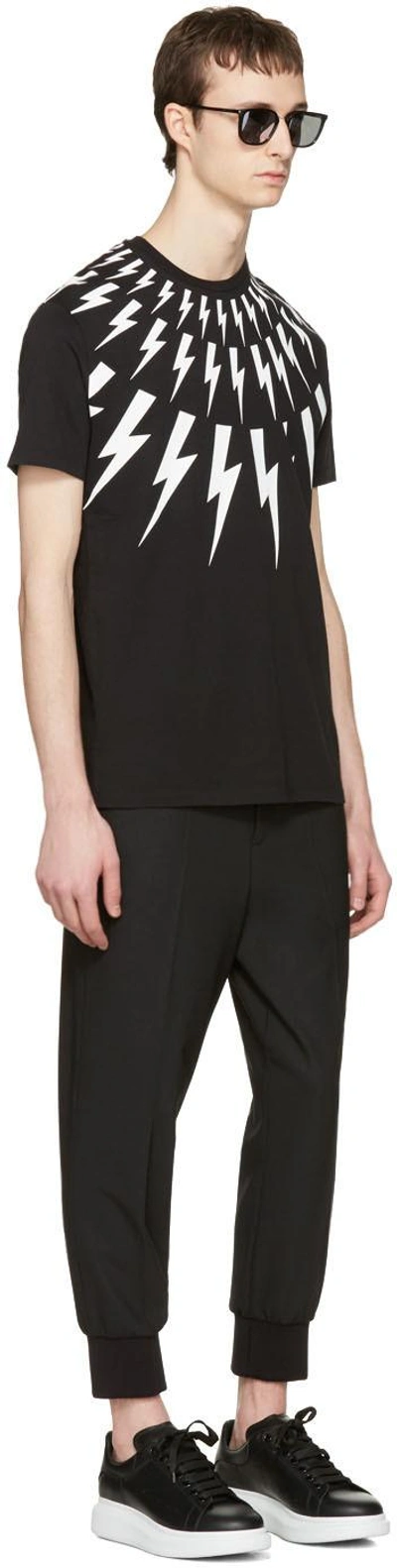 Shop Neil Barrett Black Thunderbolt T-shirt In 524 - Black With Whi