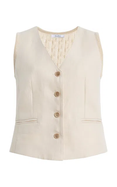 Max Mara Beige Linen And Cable Knit Mxmcalibri Vest In Neutral