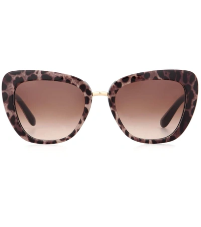 Dolce & Gabbana Gradient Squared Cat-eye Acetate Sunglasses In Brown Gradient