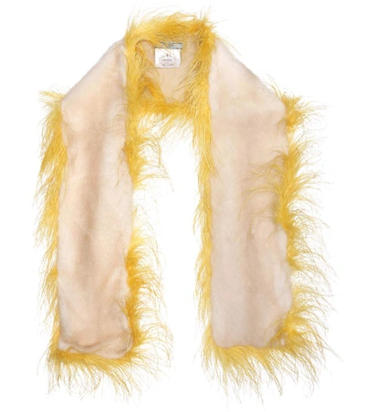 Prada Feather And Fur Scarf