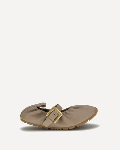 Balmain Buckle-strap Ballet Flats In Brown