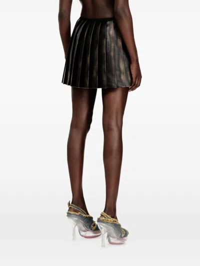 Diesel Short Pleated Skirt With Distressed Effect In Animal Print