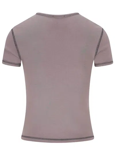 Diesel Slim T-shirt With Heart Print And Studs In Gray