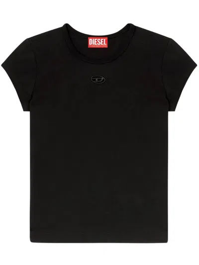 Diesel Women Black Stretch Jersey Logo T-angie-od T-shirt In Black