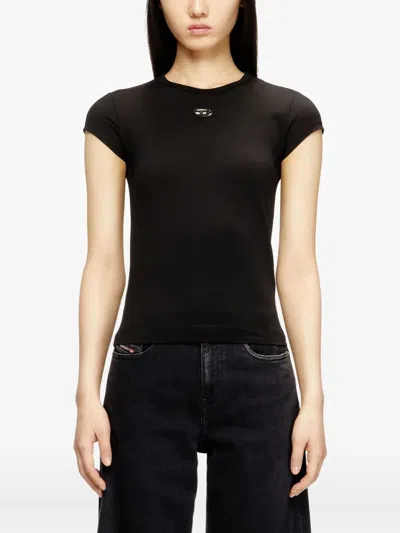 Diesel Women Black Stretch Jersey Logo T-angie-od T-shirt In Black