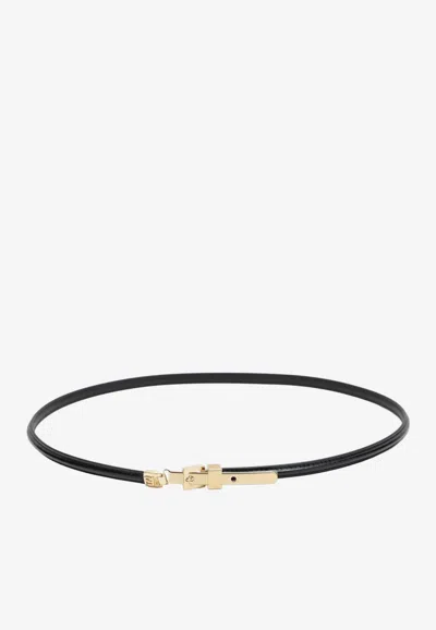 Fendi Ff Engraved Metal Loop Belt In Black