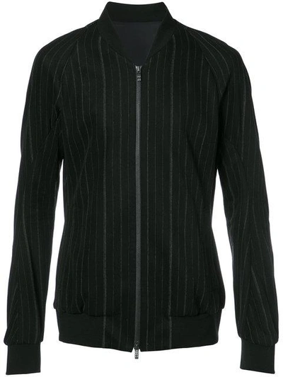 Shop Devoa Zip Up Striped Jacket In Black