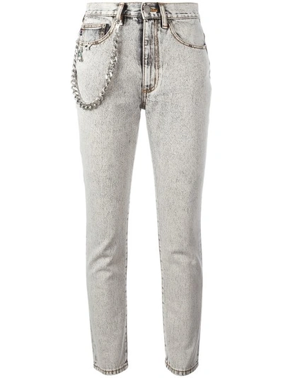 Marc Jacobs Skinny Embellished Bleached Denim Jeans, Grey In Grey