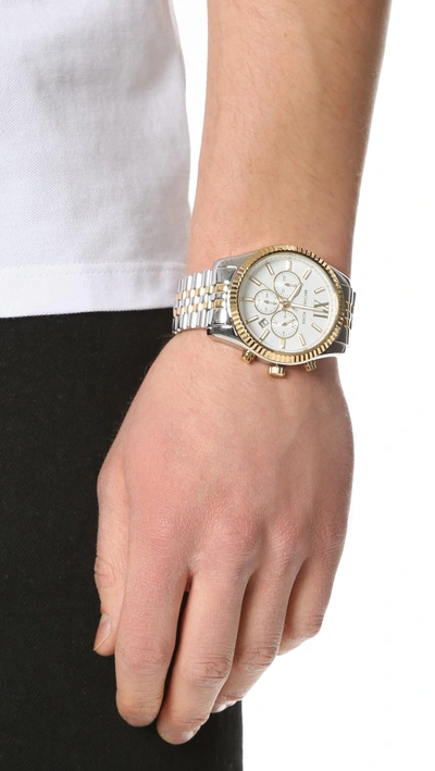 Shop Michael Kors Lexington Chronograph Watch In Gold