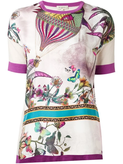 Etro Floral Printed Top In Taupe