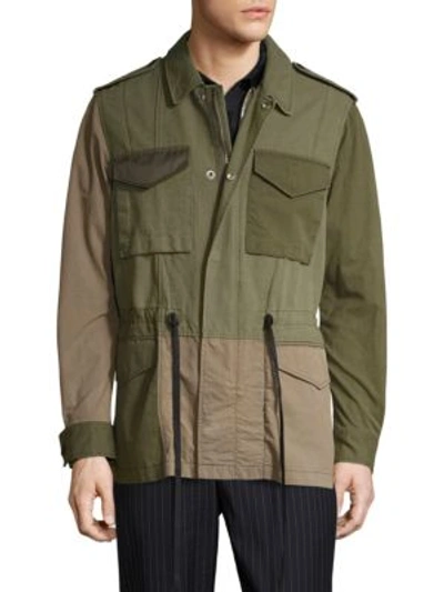 3.1 Phillip Lim / フィリップ リム Drawstring Waist Patchwork Canvas Field Jacket In Army