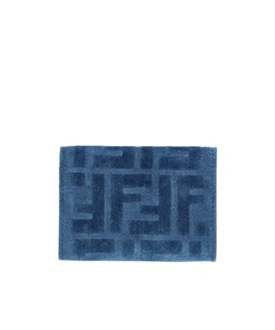 Fendi Monogram Jacquard Folded Wallet In Blue
