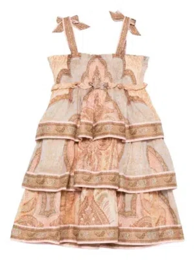 Zimmermann Awaken Kids Tiered Dress In Brown