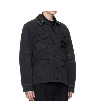 Simone Rocha Multi-pocket Workwear Denim Jacket In Black