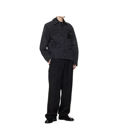 Simone Rocha Multi-pocket Workwear Denim Jacket In Black