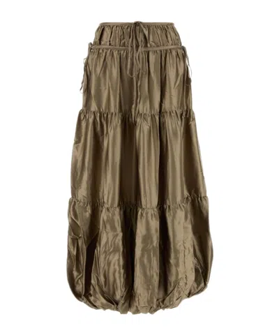 Co Dove Satin Skirt With Silk Lining In Green