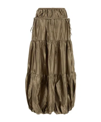 Co Dove Satin Skirt With Silk Lining In Green