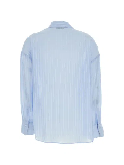 Rame Vertical-stripe Drop-shoulder Shirt In Blue