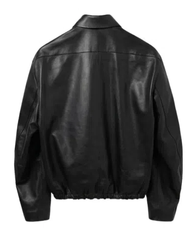 Jil Sander Elasticated-hem Leather Jacket In Black