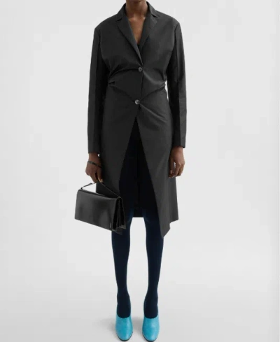 Jil Sander Technical Faille Coat In Black