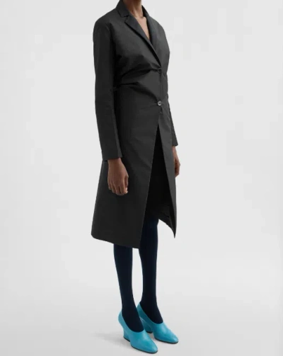 Jil Sander Technical Faille Coat In Black