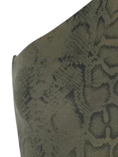 Federica Tosi Python-print One-shoulder Swimsuit In Green