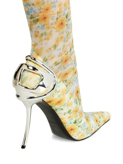 Diesel D-ten&half Floral-pattern Sock Boots In Multi
