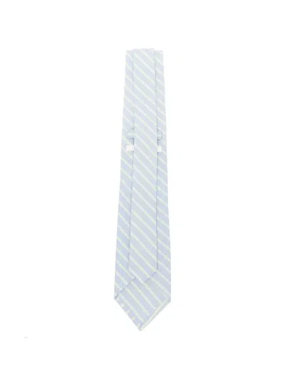 Auralee Stripe-pattern Wool Tie In Blue
