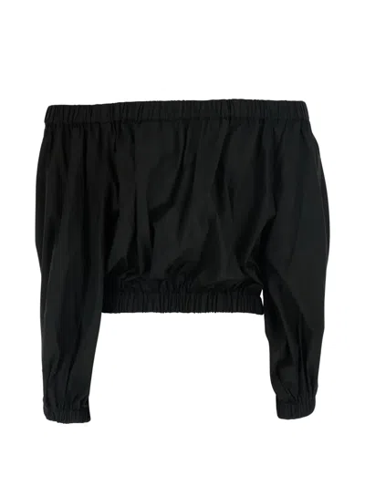 Jucca Off-shoulder Elasticated-hem Top In Black