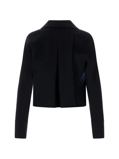 Max Mara Round-collar Single-breasted Jacket In Blue