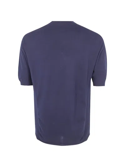 Md75 Light Cotton Boxi Short Sleeves Sweater In Blue