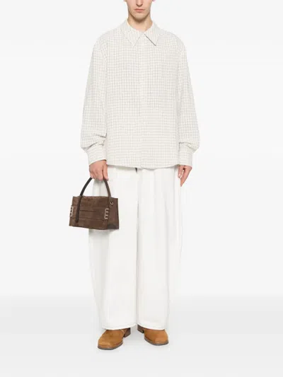 Séfr Wes Check-pattern Long-sleeve Shirt In White