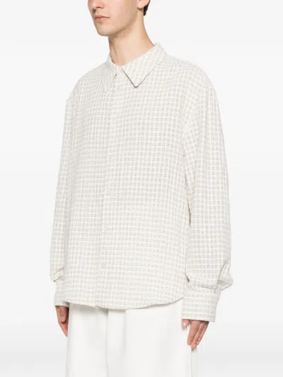 Séfr Wes Check-pattern Long-sleeve Shirt In White