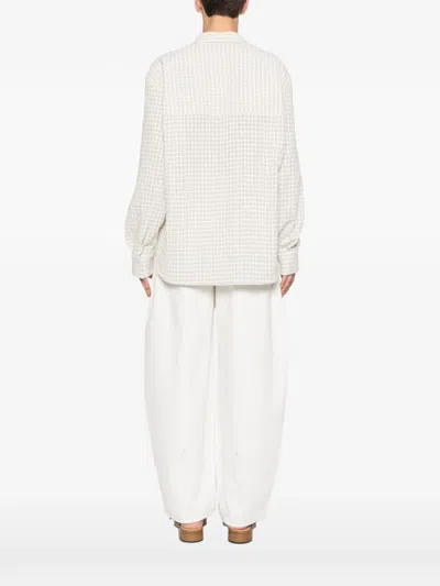 Séfr Wes Check-pattern Long-sleeve Shirt In White