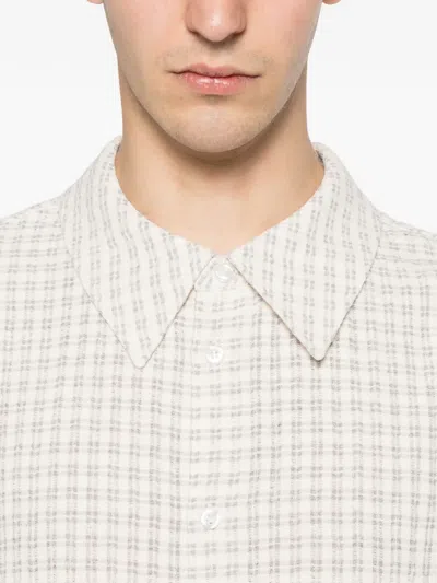Séfr Wes Check-pattern Long-sleeve Shirt In White
