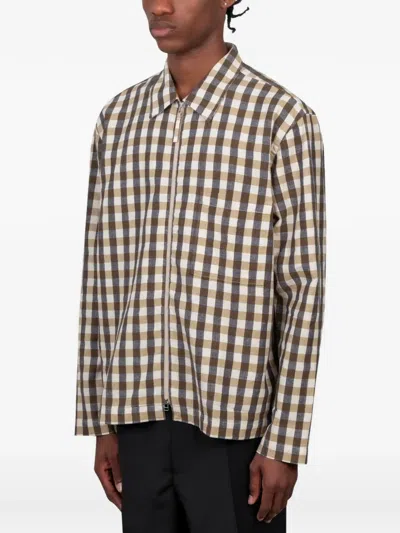 Universal Works Check-pattern Zip-up Shirt In Multi
