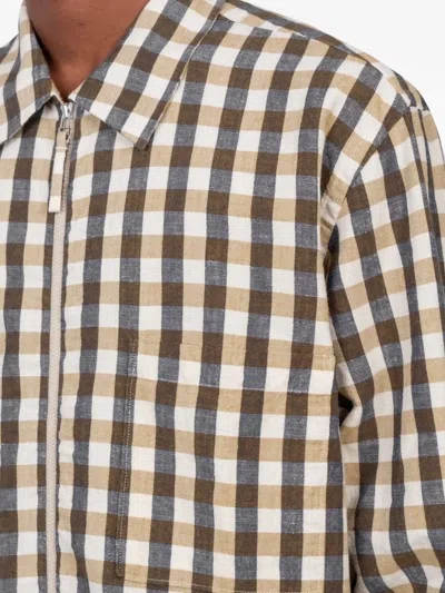 Universal Works Check-pattern Zip-up Shirt In Multi