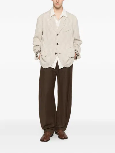 Ziggy Chen Checkerboard-pattern Single-breasted Blazer In White