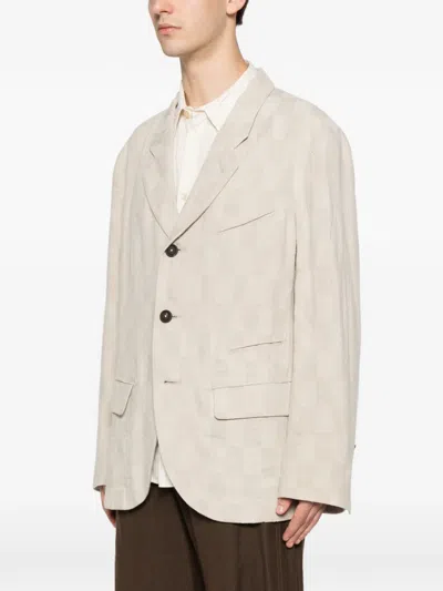 Ziggy Chen Checkerboard-pattern Single-breasted Blazer In White