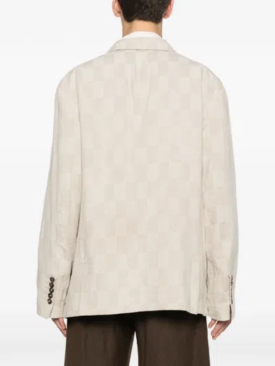 Ziggy Chen Checkerboard-pattern Single-breasted Blazer In White