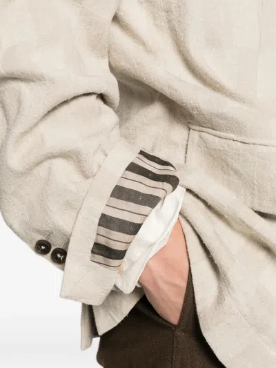 Ziggy Chen Checkerboard-pattern Single-breasted Blazer In White